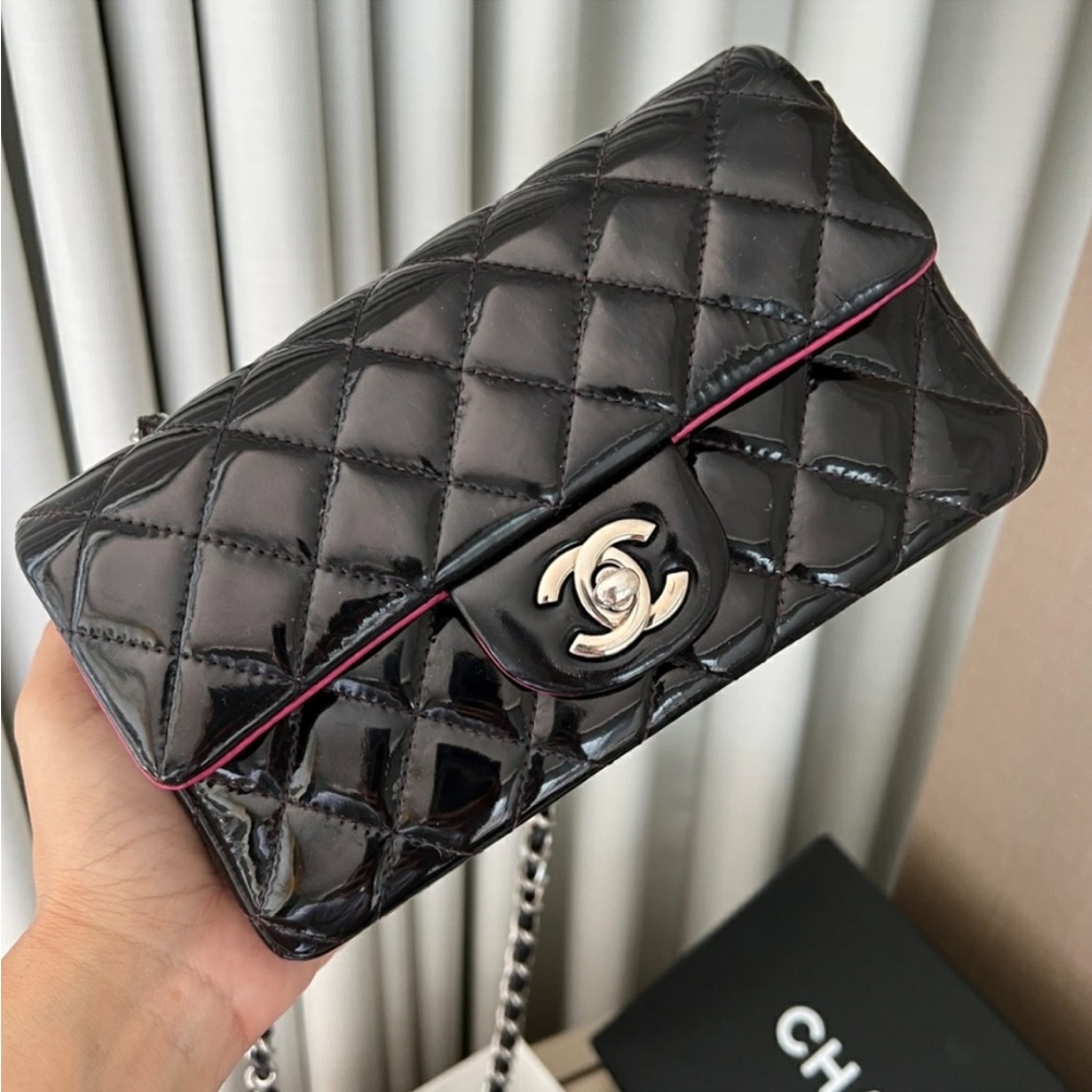 🚩SOLD on eBay🚩 Chanel Black Mini Patent Classic Flap Bag